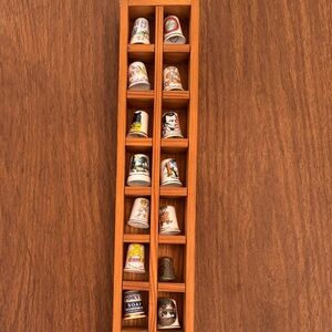 Vintage Set of Collectable Thimbles with Display Case